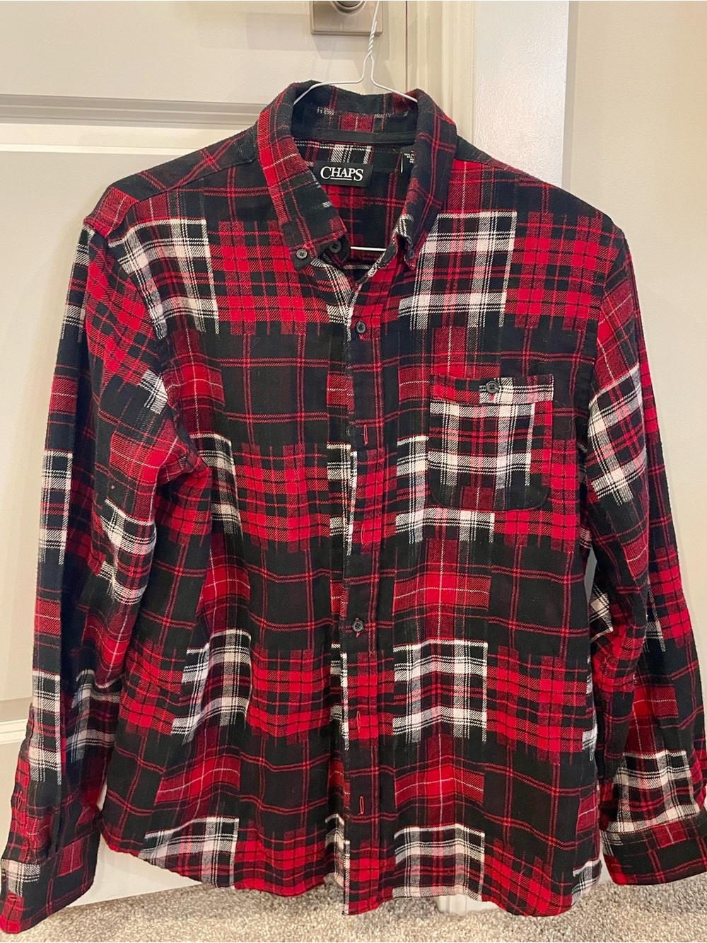 Men’s Red & Black Plaid Button-Down Shirt
